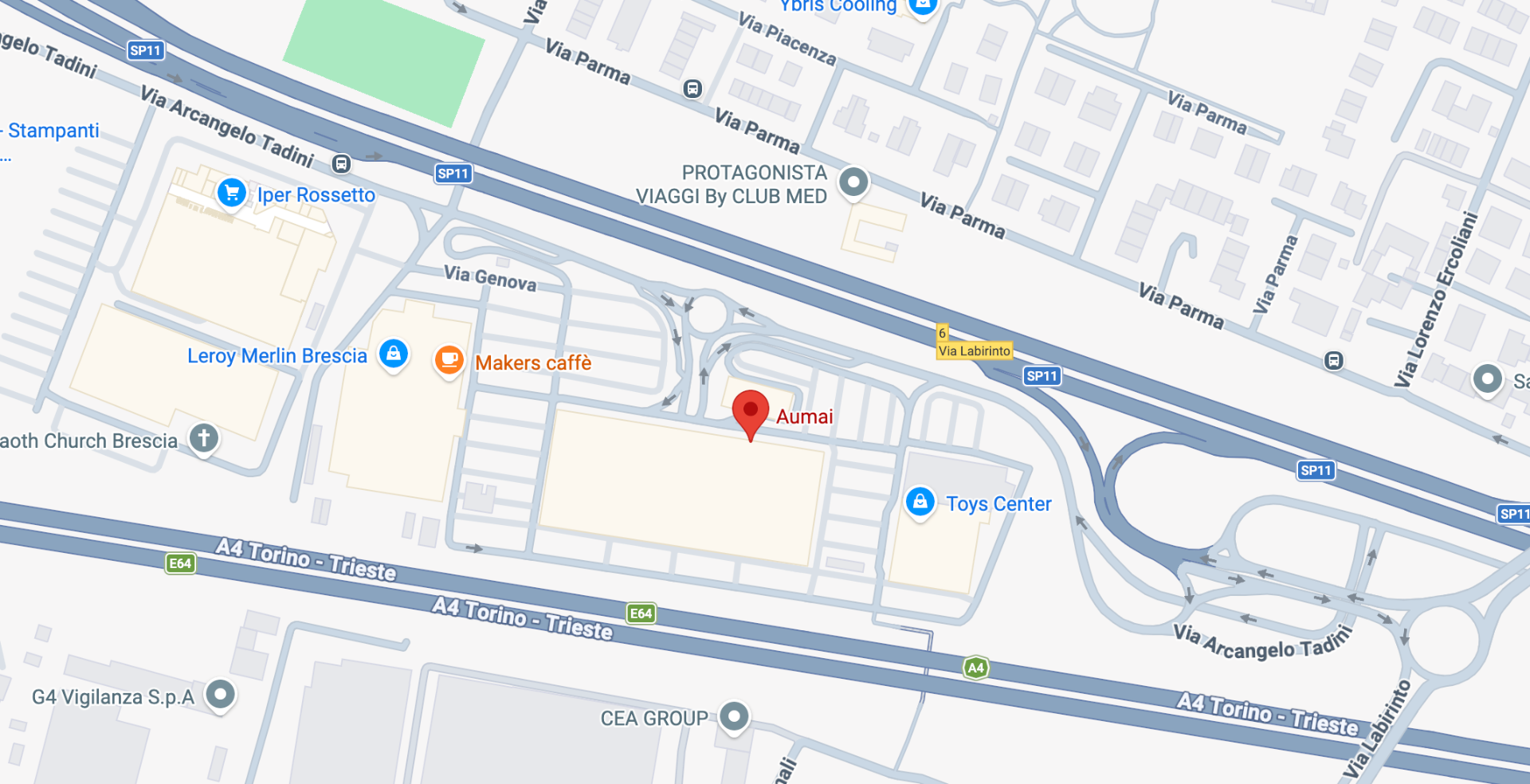 Posizione del negozio Aumai a Brescia su Google Maps